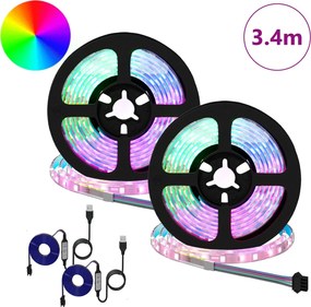 vidaXL Λωρίδα LED 2 pcs Μαύρο και Διαφανές 1700 χιλ