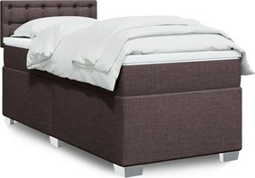 vidaXL Κρεβάτι Boxspring με Στρώμα Σκούρο Καφέ 90x200 εκ. Υφασμάτινο