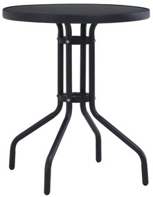 vidaXL Τραπέζι Κήπου Μαύρο 80 εκ. από Ατσάλι / Γυαλί