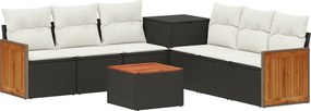 vidaXL Σετ Καναπέ 8 τμχ. Μαύρο και Κρεμ Λευκό 55 x 55 x 37 εκ