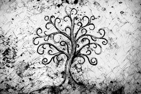 Εικόνα σύμβολο του δέντρου της ζωής σε ασπρόμαυρο σχέδιο