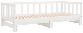 vidaXL Καναπές Κρεβάτι Συρόμενος Λευκός 90 x 190 εκ. Μασίφ Ξύλο Πεύκου