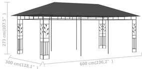vidaXL Κιόσκι με Αντικουνουπικό Δίχτυ Ανθρακί 6x3x2,73 μ.