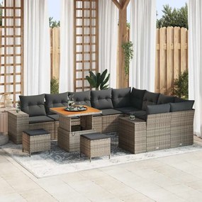 vidaXL Σετ Καναπέ Κήπου Ρυθμιζόμενο ύψος 12 pcs Γκρι συνθετικό ρατάν