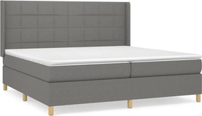 vidaXL Κρεβάτι Boxspring με Στρώμα Σκούρο Γκρι 200x200 εκ. Υφασμάτινο