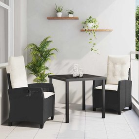 vidaXL Σέτ φαγητού για κήπο 3 pcs Μαύρο συνθετικό ρατάν