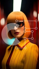 Intra Συλλεκτικό Ξύλινο Παζλ Plywood 4mm - Μοντέλο μόδας με πορτοκαλί μαλλιά και ριγέ στολή Σε Ξύλινο Κουτί - Διαστάσεις Puzzle: 10x10 cm – 25 κομμάτια