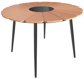 Τραπέζι Pinap pakoworld μαύρο αλουμίνιο και plywood σε φυσική απόχρωση Φ110x74εκ (1 τεμάχια)