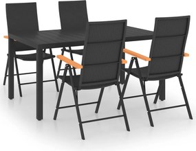 vidaXL Σετ Τραπεζαρίας Κήπου 5 Τεμαχίων Μαύρο και Καφέ