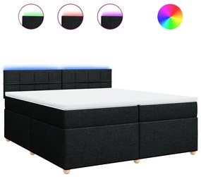 vidaXL Κρεβάτι Boxspring με Στρώμα Μαύρο 200x200 εκ. Υφασμάτινο