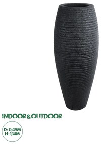 20714 GloboStar® Artificial Garden NASHVILLE 20714 Επιδαπέδιο Πολυεστερικό Τσιμεντένιο Κασπώ Γλάστρα - Flower Pot Μαύρο Φ45 x Υ114cm