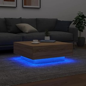 vidaXL Τραπεζάκι Σαλονιού με Φώτα LED Sonoma Δρυς 80 x 80 x 31 εκ.