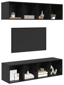 vidaXL Σετ επίπλου τηλεόρασης 3 pcs Μαύρη δρυς Επεξεργασμένο ξύλο