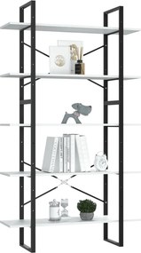 vidaXL Βιβλιοθήκη με 5 Ράφια Λευκή 100 x 30 x 175 εκ. από Επεξ. Ξύλο