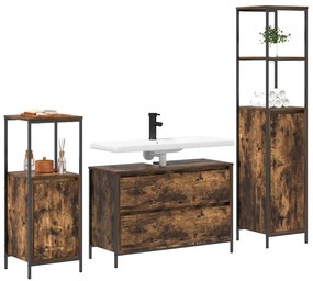 vidaXL Σετ Επίπλων Μπάνιου 3 pcs Καπνιστή δρυς 90 x 34.5 x 60 εκ