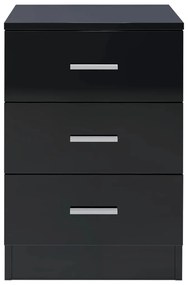 vidaXL Κομοδίνα 2 τεμ. Γυαλιστερό Μαύρο 38x35x56 εκ. από Μοριοσανίδα