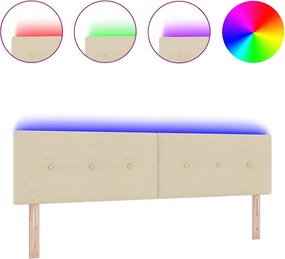 vidaXL LED κεφαλάρι με φώτα λωρίδας LED Κρεμ 180 cm Πολυεστέρας