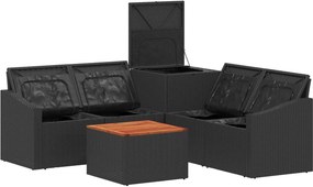 vidaXL Σετ Καναπέ 6 τμχ. Μαύρο και Κρεμ Λευκό 55 x 55 x 37 εκ