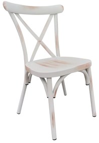 14840062 Καρέκλα Κήπου CHAD Λευκό Αντικέ Αλουμίνιο 44x52x87cm Αλουμίνιο, 1 Τεμάχιο