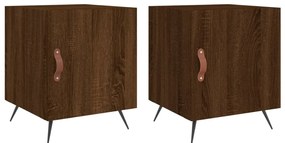 vidaXL Κομοδίνα 2 τεμ. Καφέ Δρυς 40 x 40 x 50 εκ. από Επεξεργ. Ξύλο