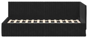 vidaXL Κρεβάτι Γωνίας με κεφαλάρι Μαύρο 90 x 190 cm Βελούδο