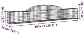 Συρματοκιβώτια Τοξωτά 8 τεμ. 300x30x40/60 εκ. Γαλβαν. Ατσάλι - Ασήμι