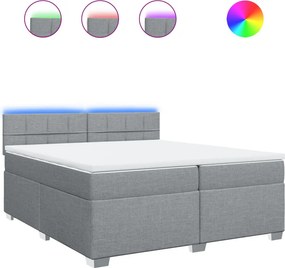 vidaXL Κρεβάτι Boxspring με Στρώμα Ανοιχτό Γκρι 200x200 εκ. Υφασμάτινο