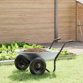 VidaXL Τροχόσπιτο Ασημί και Μαύρο 100 L 150 kg Γαλβανισμένος Χάλυβας