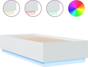 vidaXL Πλαίσιο Κρεβατιού με LED Λευκό 90 x 200 εκ. Επεξεργ. Ξύλο