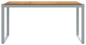 vidaXL Εξωτερικό Τραπέζι Φαγητού Γκρι 160x80x75 εκ. Χάλυβας & Μασίφ Ξύλο Ακακίας