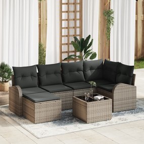 vidaXL 6 Τεμαχίων Σετ Καναπέ Κήπου με Μαξιλάρια Μαύρο Πολύ Ρατάν