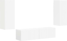vidaXL Σετ επίπλου τηλεόρασης Επιτοίχιο 2 pcs Λευκό Επεξεργασμένο ξύλο