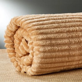 Κουβέρτα Fleece Υπέρδιπλη (220x240) Whitegg Ριγέ AW2023 Μπεζ