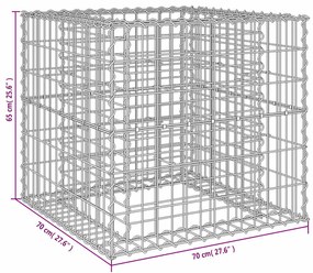 vidaXL Συρματοκιβώτιο Ασημί 70 x 70 x 65 εκ. από Γαλβανισμένο Χάλυβα