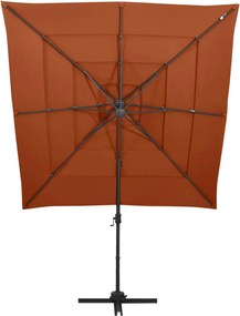 vidaXL Ομπρέλα Κρεμαστή 4 Επιπέδου Τερακότα 250x250εκ +Ιστό Αλουμινίου
