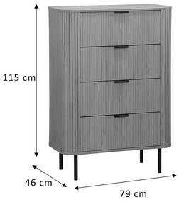 Συρταριέρα Scandi με 4 συρτάρια φυσικό 79x46x115εκ