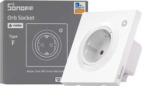 SONOFF smart επιτοίχια πρίζα ρεύματος WS01TPF-E, WiFi, Matter, 16A/4000W, λευκή