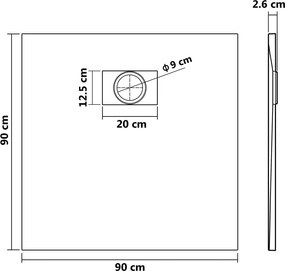 vidaXL Βάση Ντουζιέρας Λευκή 90 x 90 εκ. από SMC