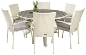 Σετ Τραπέζι και καρέκλες Dallas 2390, Polyξύλο, Πλαστικό ψάθινο, Μαξιλάρι καθίσματος: Ναι | Epipla1.gr