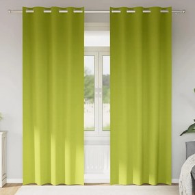 vidaXL Κουρτίνες Μαύρης Ύφανσης με Δαχτυλίδια 2 pcs Πράσινο