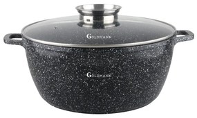 Κατσαρόλα με οπή για προσθήκη υγρών Goldmann GM-0328, 6.5L, 28cm, Μαρμάρινη επίστρωση, Επαγωγή, Μαύρο