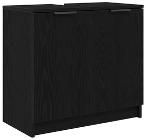 vidaXL Σετ Επίπλων Μπάνιου με ράφι 5 pcs Μαύρη Οξυά Επεξεργασμένο ξύλο