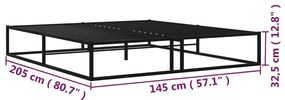 vidaXL Πλαίσιο Κρεβατιού Μαύρο 140 x 200 εκ. Μεταλλικό