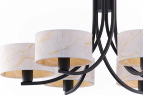 Κρεμαστό Πολύφωτο Arthur Φ78cm Μαύρο με Λευκό Ύφασμα