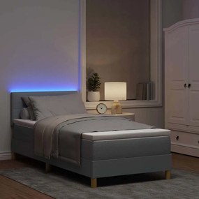 VidaXL LED Κρεβάτι με βάθρο Ανοιχτό γκρι 100 x 200 cm ύφασμα