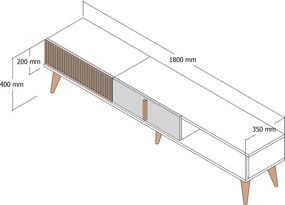 Έπιπλο Τηλεόρασης Καρυδιά / Κρέμ CUSURO 180x35x40
