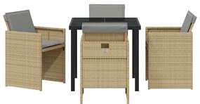 vidaXL Σέτ φαγητού για κήπο 5 pcs Μπεζ συνθετικό ρατάν