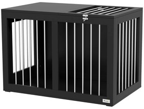 PawHut Κλουβί σκύλου, κουτί μεταφοράς σκύλου, 2 πόρτες, κλειδούμενες, ατσάλινο πλέγμα, 80 cm x 50 cm x 56,5 cm, μαύρο