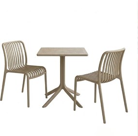 Τραπεζαρία Groovy Zoi pakoworld σετ 3τεμ cappuccino PP 60x60x76εκ