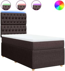 vidaXL Κρεβάτι Boxspring με Στρώμα Σκούρο Καφέ 90x190 εκ. Υφασμάτινο
